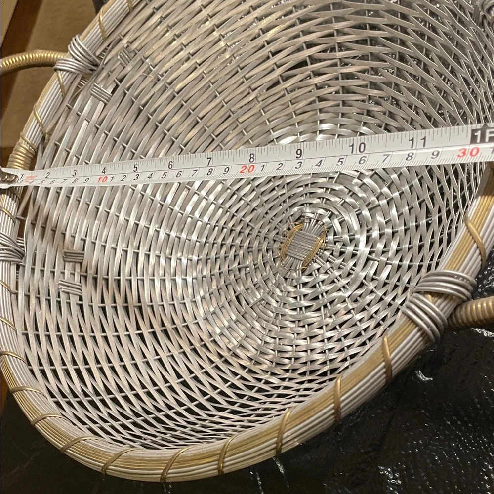 Versace Silver and Gold Woven Basket with Handles. - Picture 4 of 12